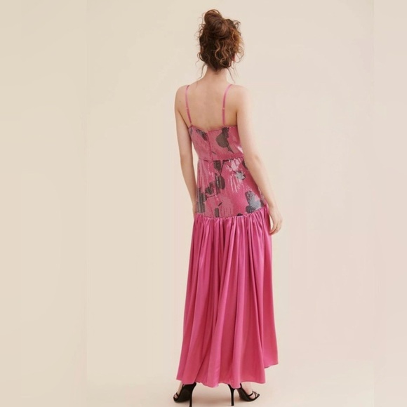 ANTHROPOLOGIE Hutch Sequin Floral Maxi Dress - Picture 3 of 14